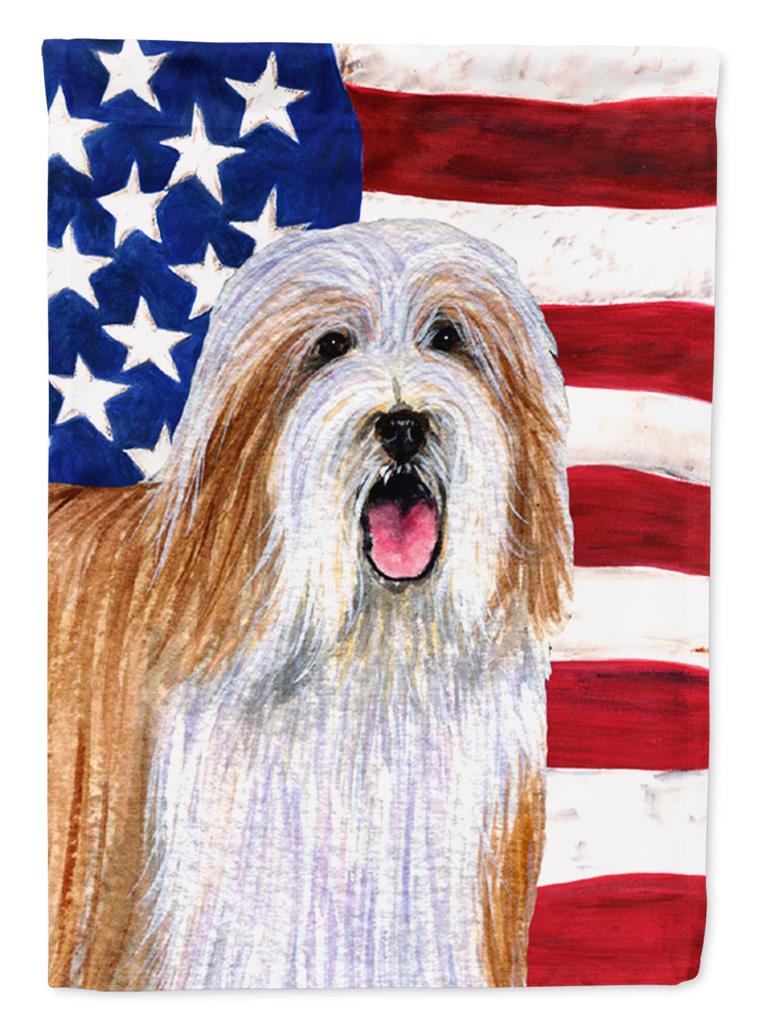 USA American Flag with Bearded Collie Garden Flag Mailbox Decorative Yard Banner Outside Patio Artwork for Flower Beds, Garden Size, Multicolor