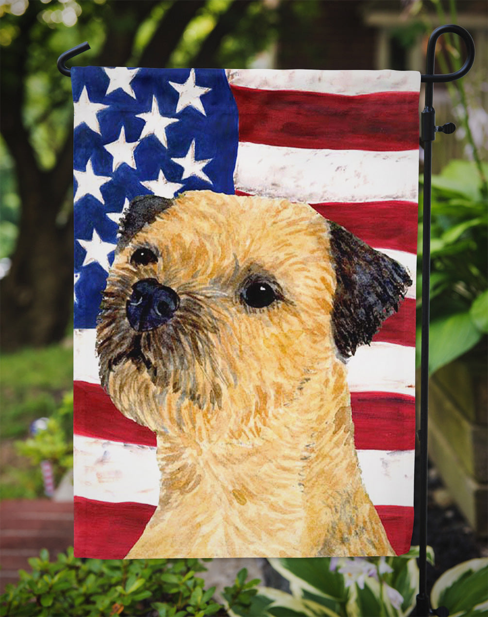 USA American Flag with Border Terrier Garden Flag Mailbox Decorative Yard Banner Outside Patio Artwork for Flower Beds, Garden Size, Multicolor