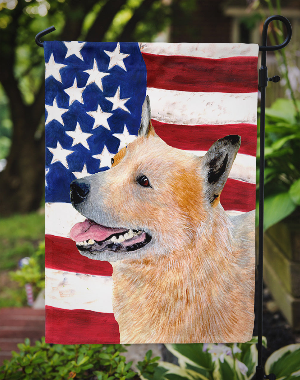 USA American Flag with Australian Cattle Dog Garden Flag Mailbox Decorative Yard Banner Outside Patio Artwork for Flower Beds, Garden Size, Multicolor