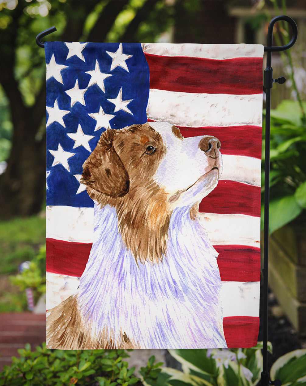 USA American Flag with Australian Shepherd Garden Flag Mailbox Decorative Yard Banner Outside Patio Artwork for Flower Beds, Garden Size, Multicolor