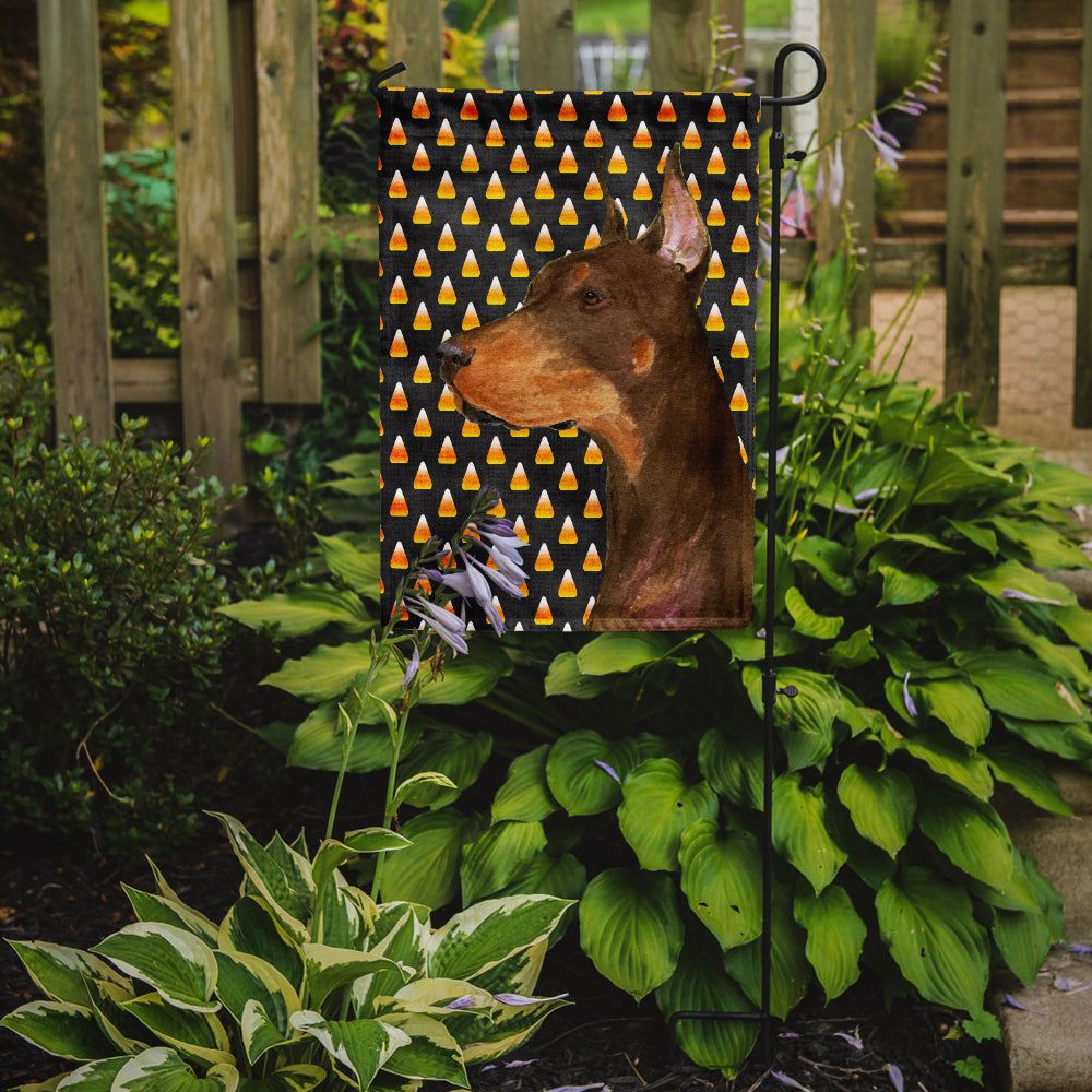 Doberman Candy Corn Halloween Portrait Garden Flag Mailbox Decorative Yard Banner Outside Patio Artwork for Flower Beds, Garden Size, Multicolor