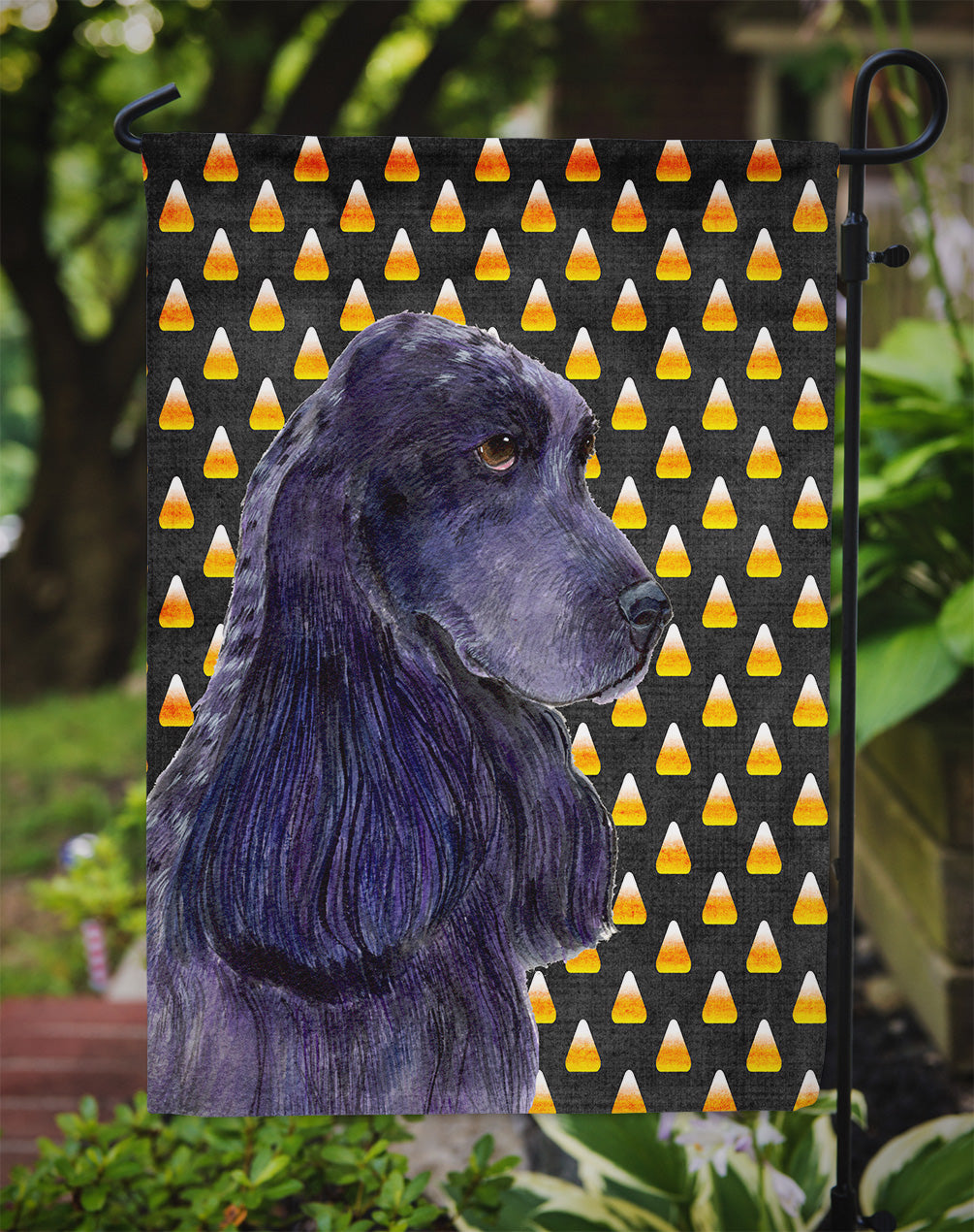 Cocker Spaniel Candy Corn Halloween Portrait Garden Flag Mailbox Decorative Yard Banner Outside Patio Artwork for Flower Beds, Garden Size, Multicolor
