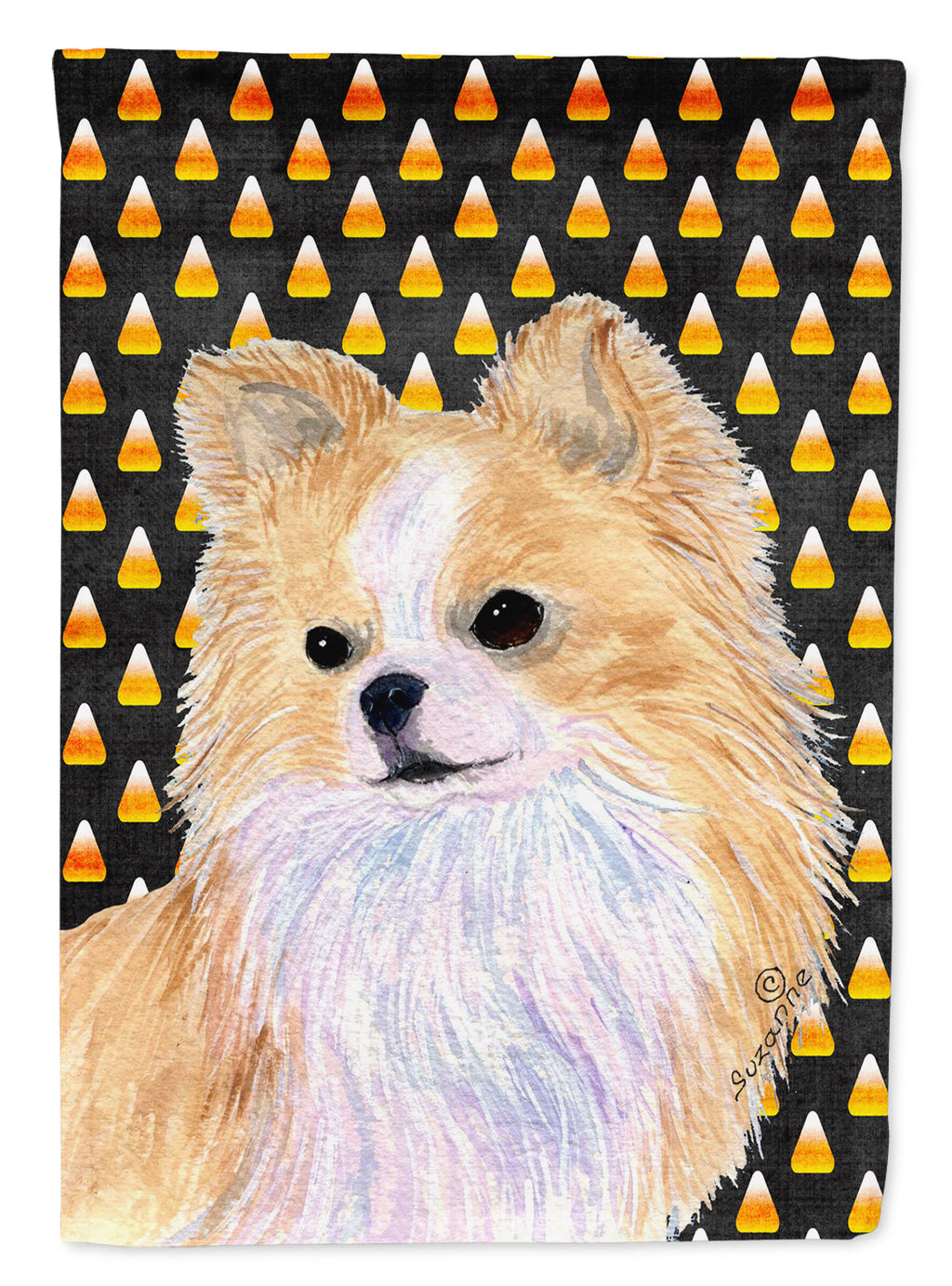 Chihuahua Candy Corn Halloween Portrait Garden Flag Mailbox Decorative Yard Banner Outside Patio Artwork for Flower Beds, Garden Size, Multicolor