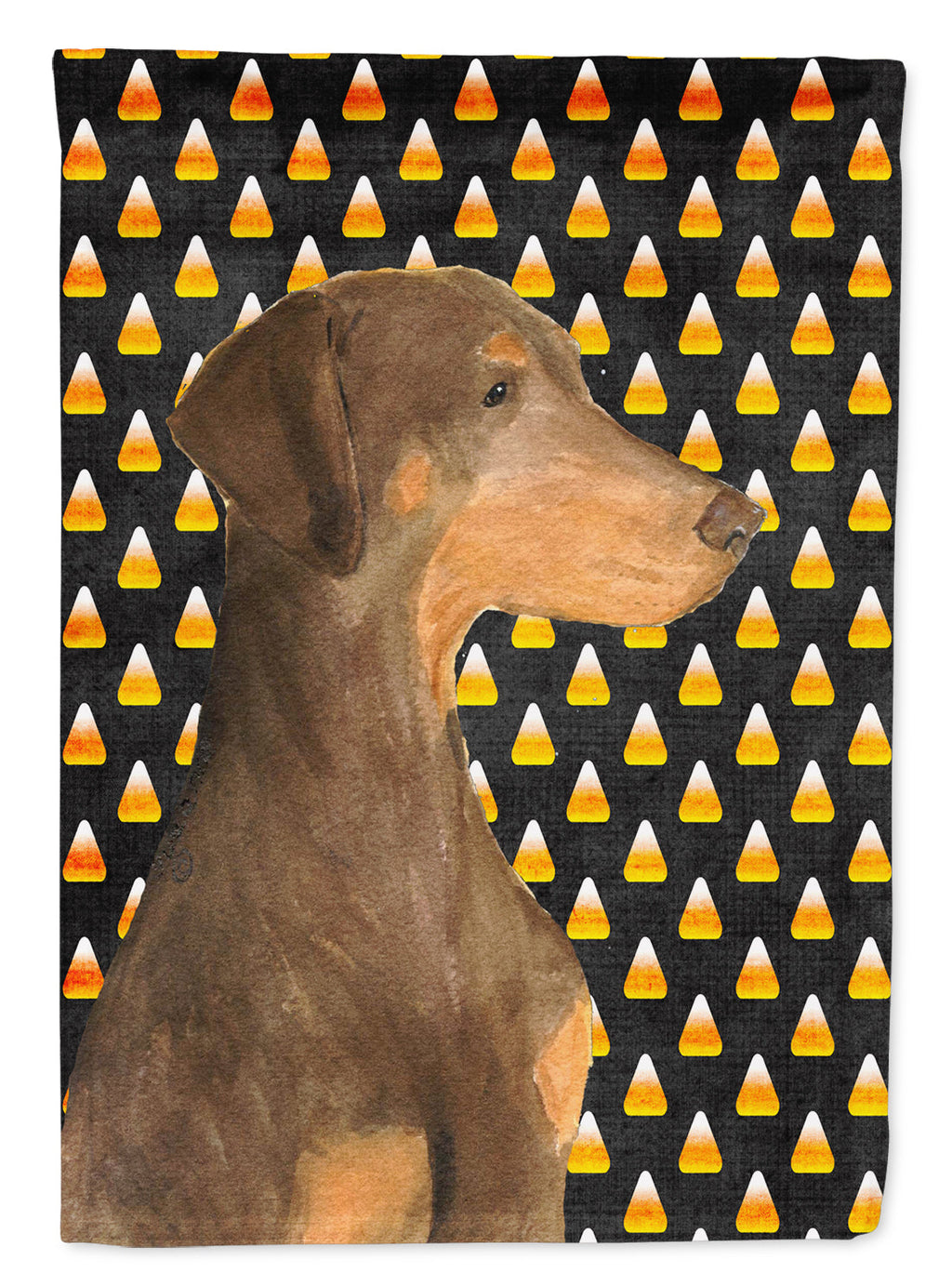 Doberman Candy Corn Halloween Portrait Garden Flag Mailbox Decorative Yard Banner Outside Patio Artwork for Flower Beds, Garden Size, Multicolor