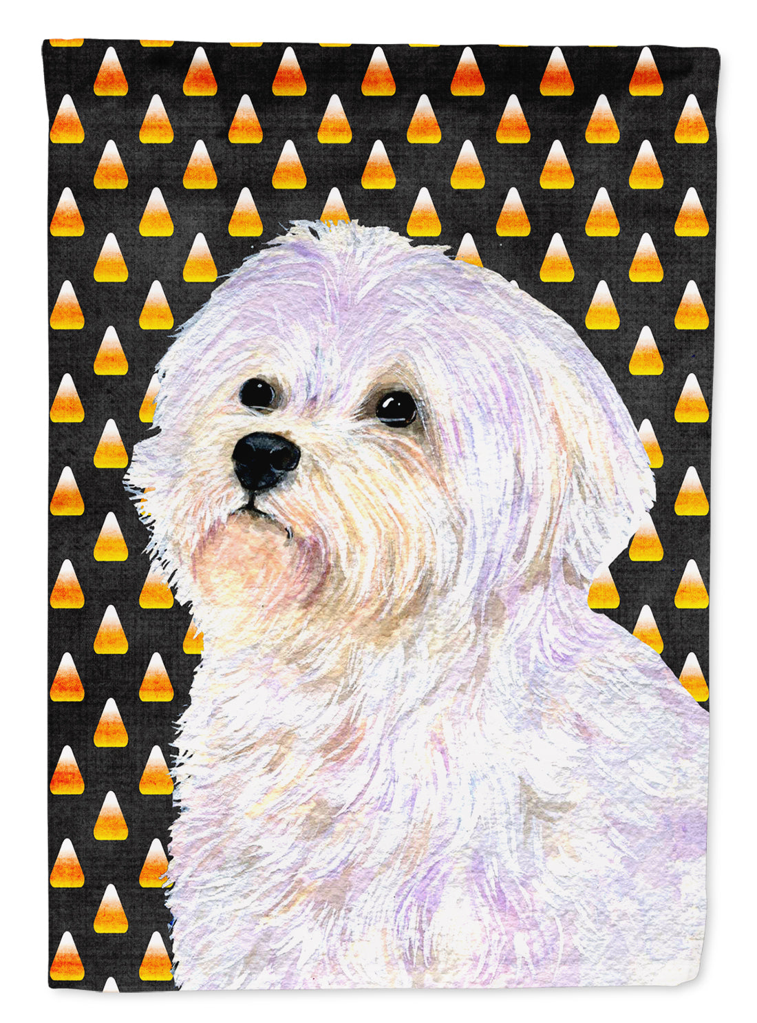 Maltese Candy Corn Halloween Portrait Garden Flag Mailbox Decorative Yard Banner Outside Patio Artwork for Flower Beds, Garden Size, Multicolor