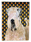 Wheaten Terrier Soft Coated Candy Corn Halloween Portrait Garden Flag Mailbox Decorative Yard Banner Outside Patio Artwork for Flower Beds, Garden Size, Multicolor