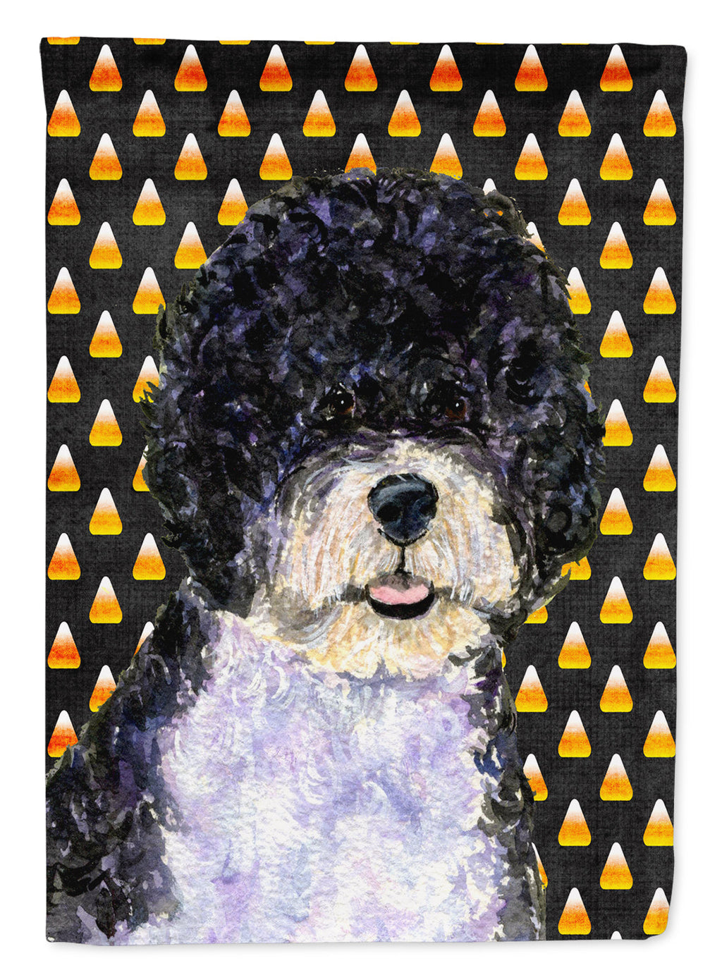 Portuguese Water Dog Candy Corn Halloween Portrait Garden Flag Mailbox Decorative Yard Banner Outside Patio Artwork for Flower Beds, Garden Size, Multicolor