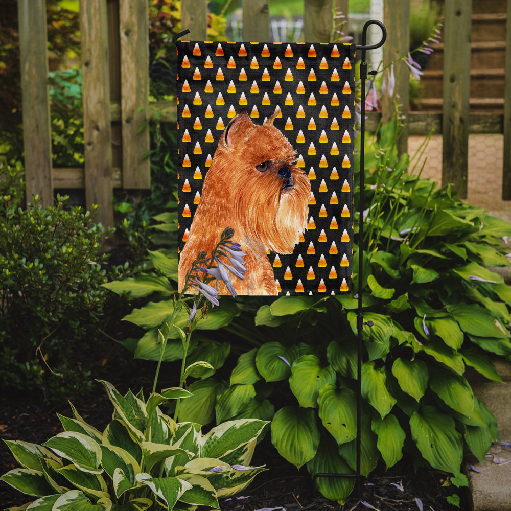 Brussels Griffon Candy Corn Halloween Portrait Garden Flag Mailbox Decorative Yard Banner Outside Patio Artwork for Flower Beds, Garden Size, Multicolor