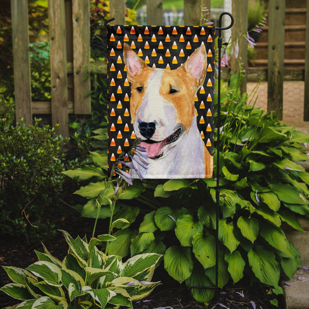 Bull Terrier Candy Corn Halloween Portrait Garden Flag Mailbox Decorative Yard Banner Outside Patio Artwork for Flower Beds, Garden Size, Multicolor