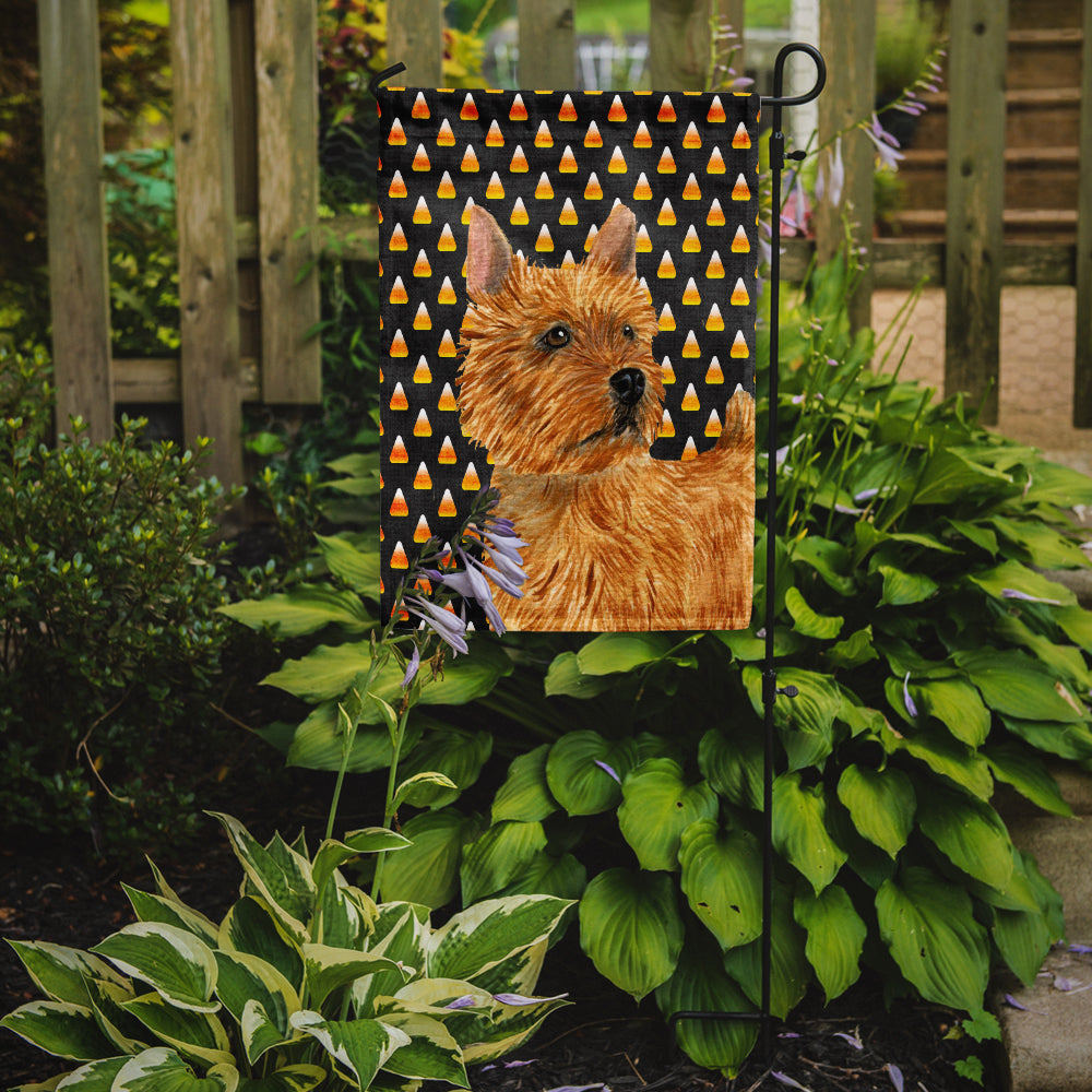 Norwich Terrier Candy Corn Halloween Portrait Garden Flag Mailbox Decorative Yard Banner Outside Patio Artwork for Flower Beds, Garden Size, Multicolor