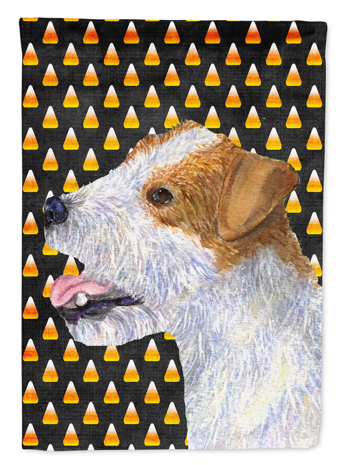 Jack Russell Terrier Candy Corn Halloween Portrait Garden Flag Mailbox Decorative Yard Banner Outside Patio Artwork for Flower Beds, Garden Size, Multicolor