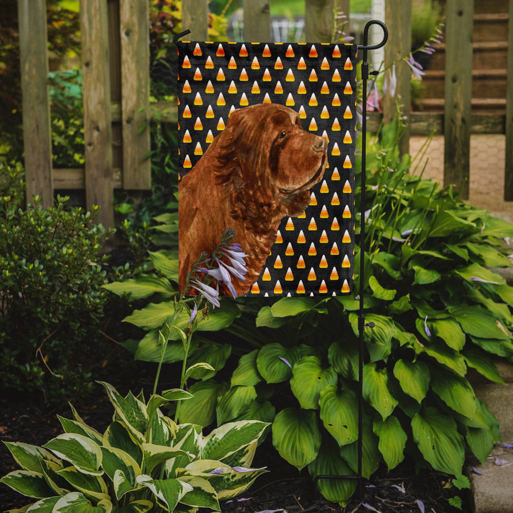 Sussex Spaniel Candy Corn Halloween Portrait Garden Flag Mailbox Decorative Yard Banner Outside Patio Artwork for Flower Beds, Garden Size, Multicolor