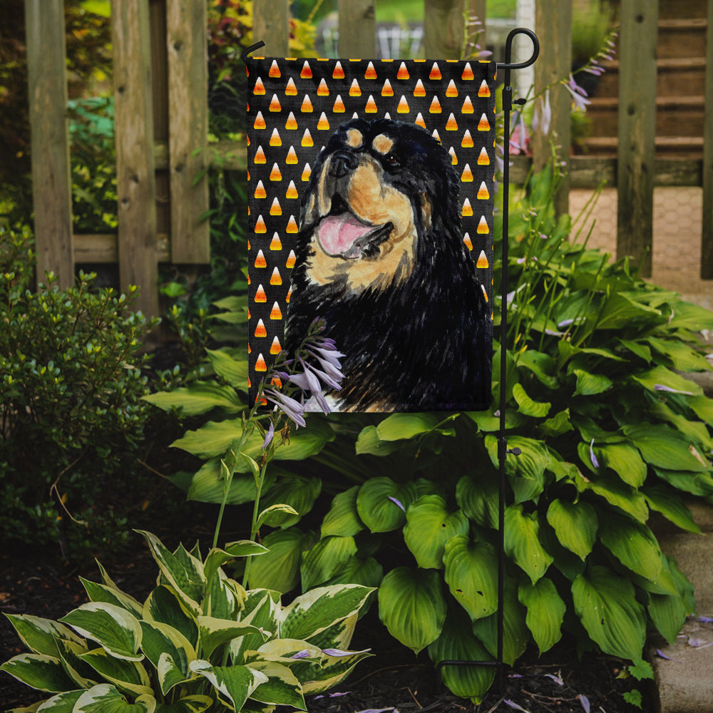 Tibetan Mastiff Candy Corn Halloween Portrait Garden Flag Mailbox Decorative Yard Banner Outside Patio Artwork for Flower Beds, Garden Size, Multicolor
