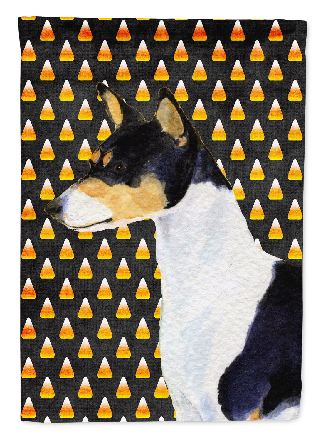 Basenji Candy Corn Halloween Portrait Garden Flag Mailbox Decorative Yard Banner Outside Patio Artwork for Flower Beds, Garden Size, Multicolor