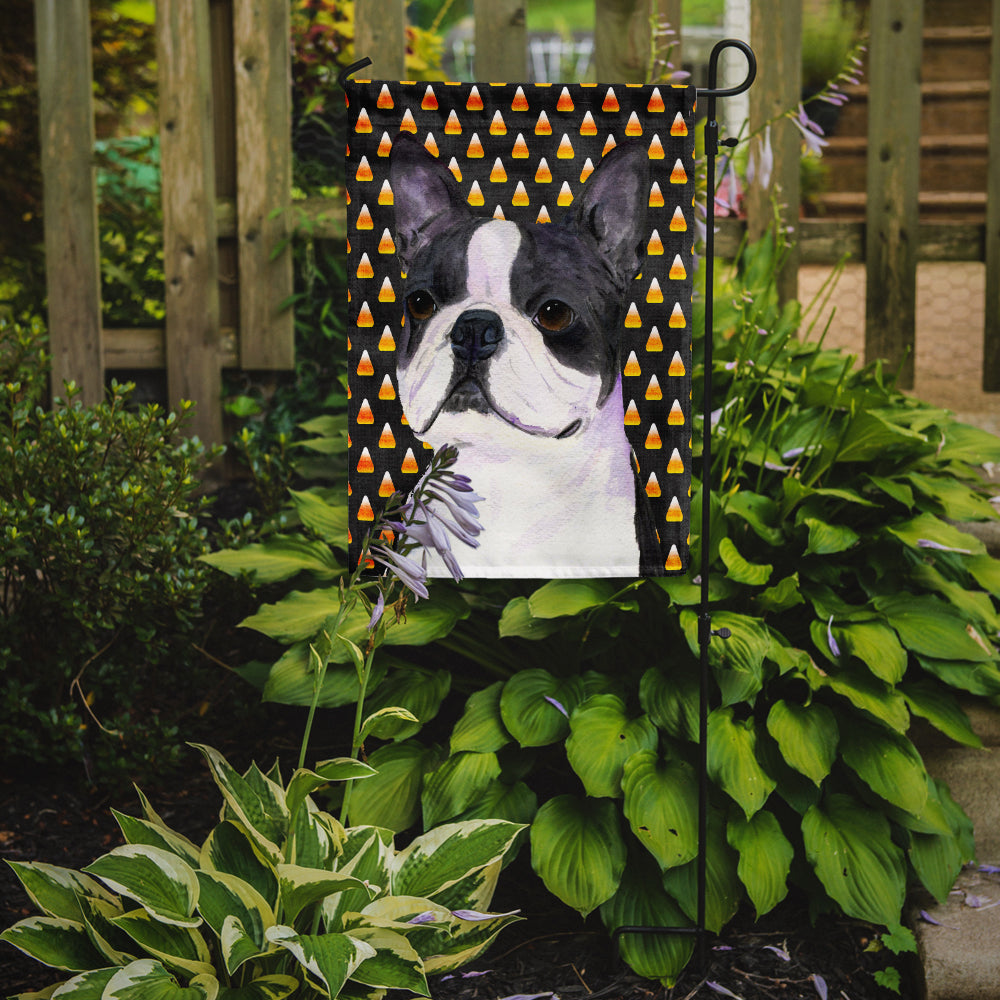 Boston Terrier Candy Corn Halloween Portrait Garden Flag Mailbox Decorative Yard Banner Outside Patio Artwork for Flower Beds, Garden Size, Multicolor