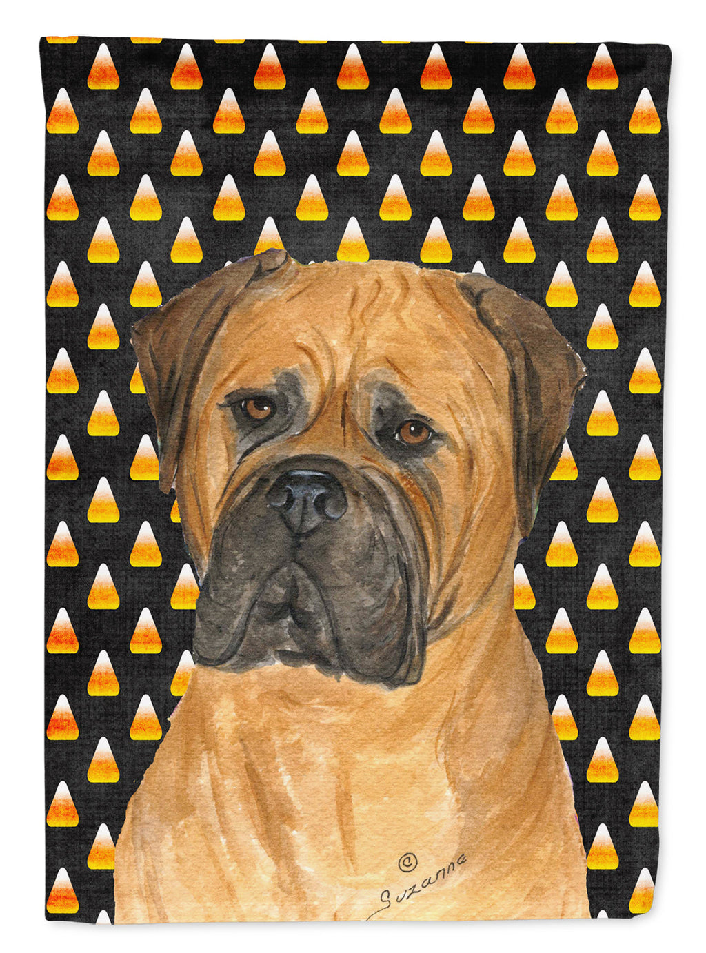 Bullmastiff Candy Corn Halloween Portrait Garden Flag Mailbox Decorative Yard Banner Outside Patio Artwork for Flower Beds, Garden Size, Multicolor