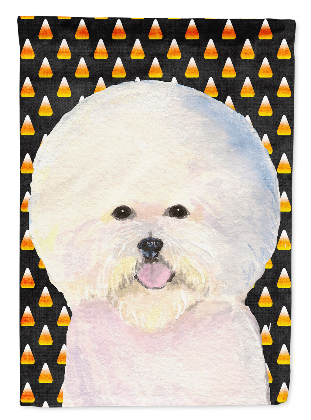 Bichon Frise Candy Corn Halloween Portrait Garden Flag Mailbox Decorative Yard Banner Outside Patio Artwork for Flower Beds, Garden Size, Multicolor