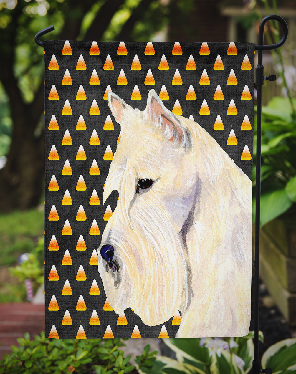 Scottish Terrier Wheaten Candy Corn Halloween Portrait Garden Flag Mailbox Decorative Yard Banner Outside Patio Artwork for Flower Beds, Garden Size, Multicolor