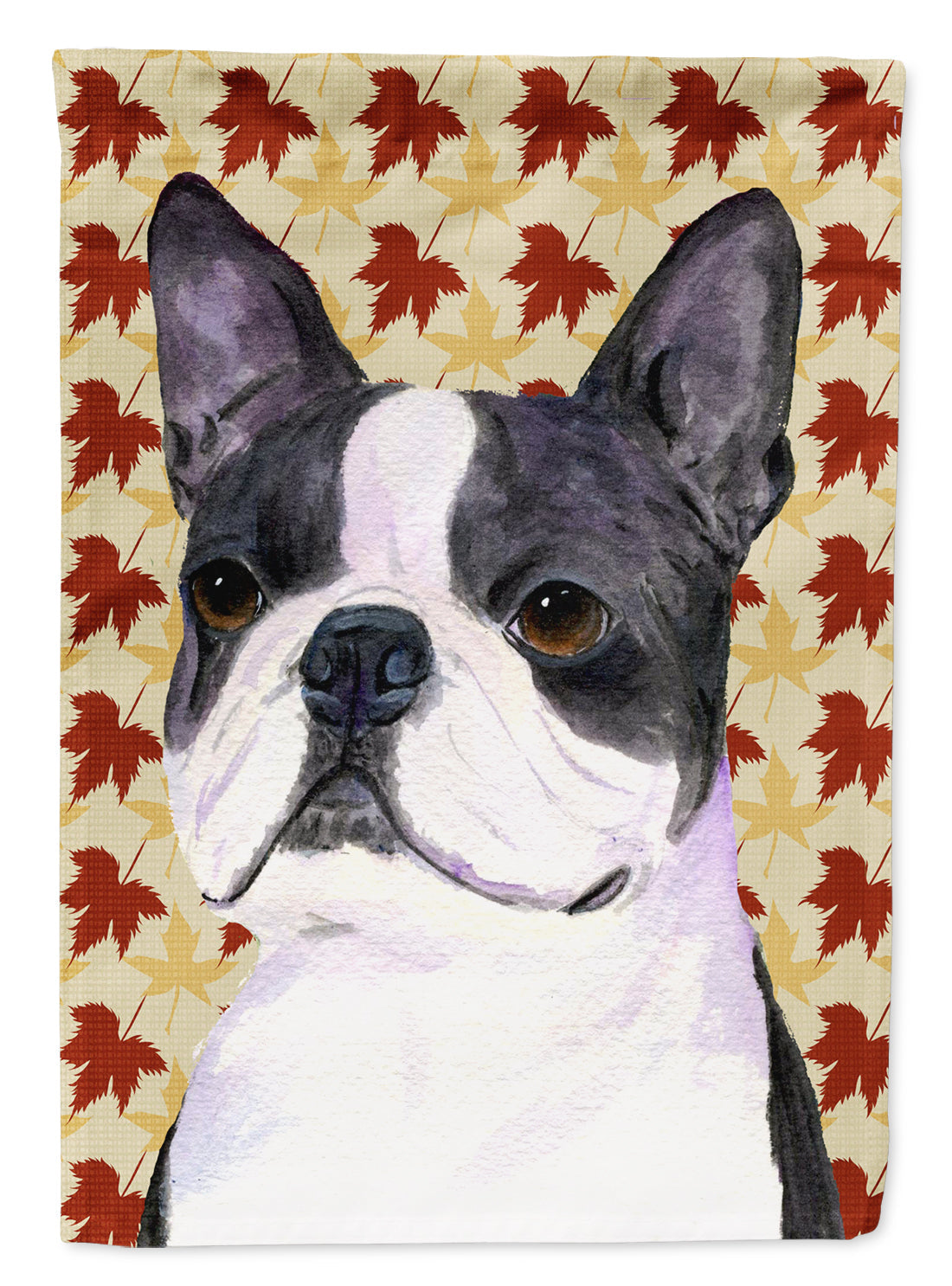 Boston Terrier Fall Leaves Portrait Garden Flag Mailbox Decorative Yard Banner Outside Patio Artwork for Flower Beds, Garden Size, Multicolor