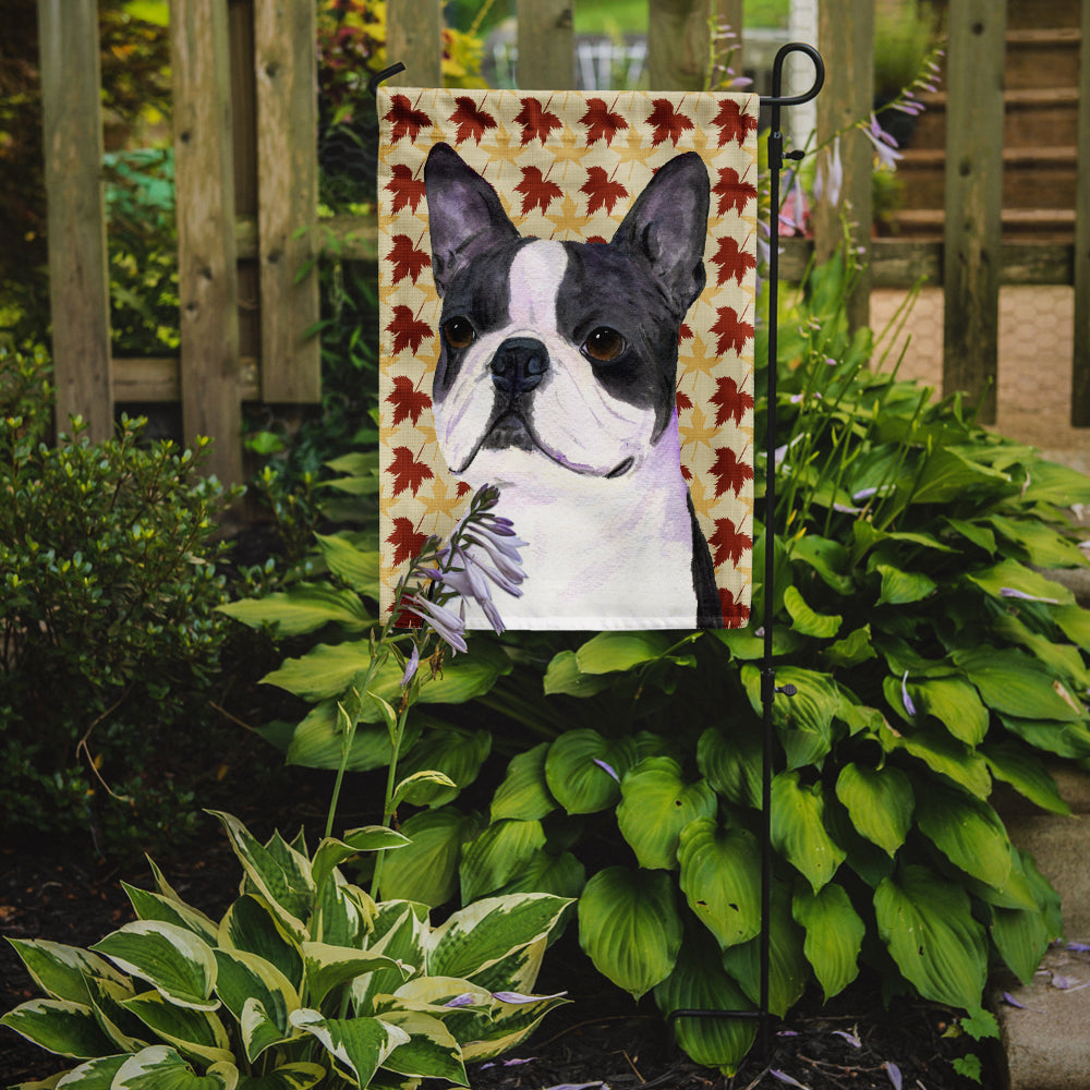 Boston Terrier Fall Leaves Portrait Garden Flag Mailbox Decorative Yard Banner Outside Patio Artwork for Flower Beds, Garden Size, Multicolor