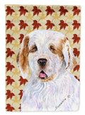 Clumber Spaniel Fall Leaves Portrait Garden Flag Mailbox Decorative Yard Banner Outside Patio Artwork for Flower Beds, Garden Size, Multicolor
