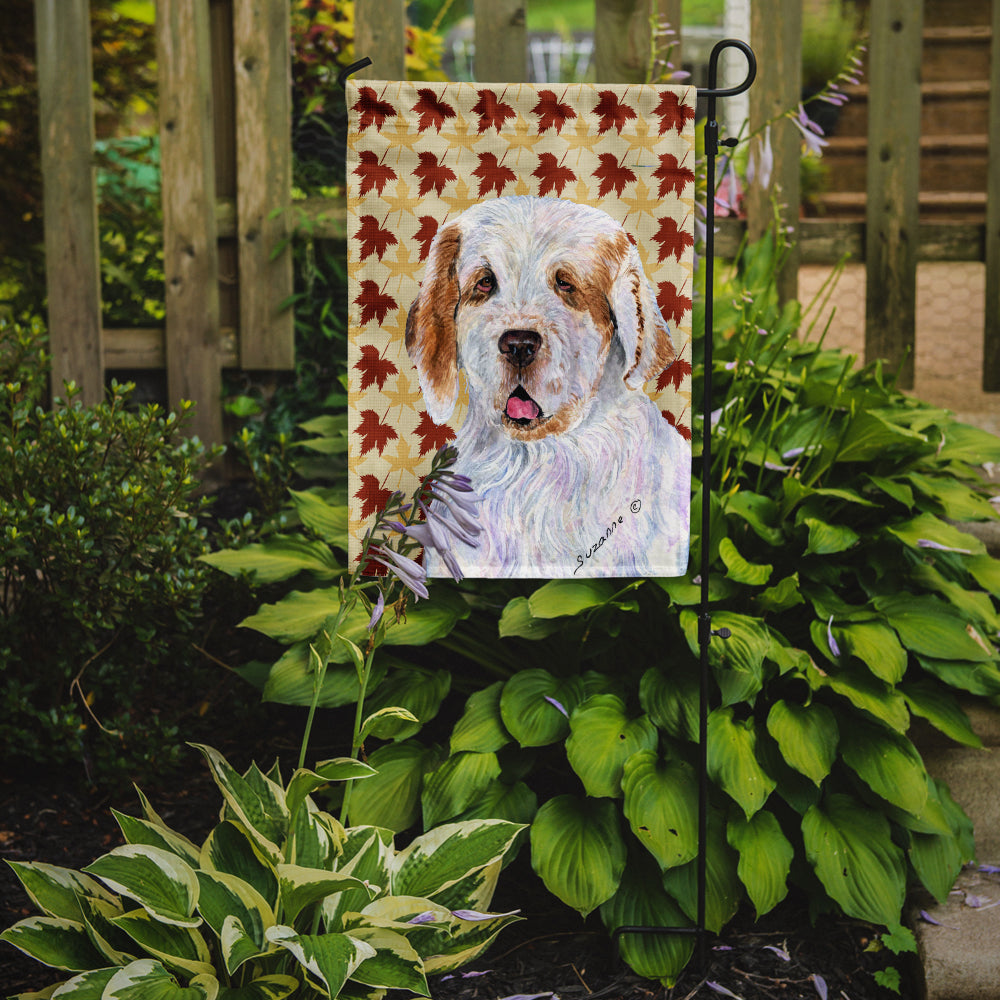 Clumber Spaniel Fall Leaves Portrait Garden Flag Mailbox Decorative Yard Banner Outside Patio Artwork for Flower Beds, Garden Size, Multicolor