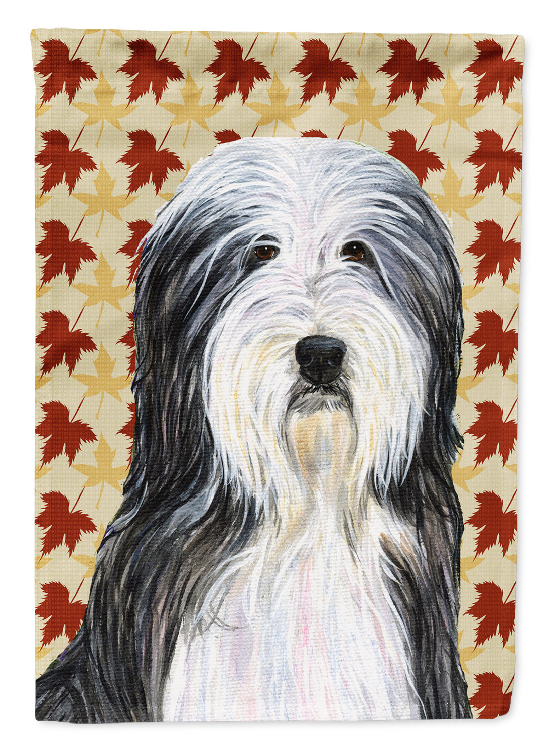 Bearded Collie Fall Leaves Portrait Garden Flag Mailbox Decorative Yard Banner Outside Patio Artwork for Flower Beds, Garden Size, Multicolor