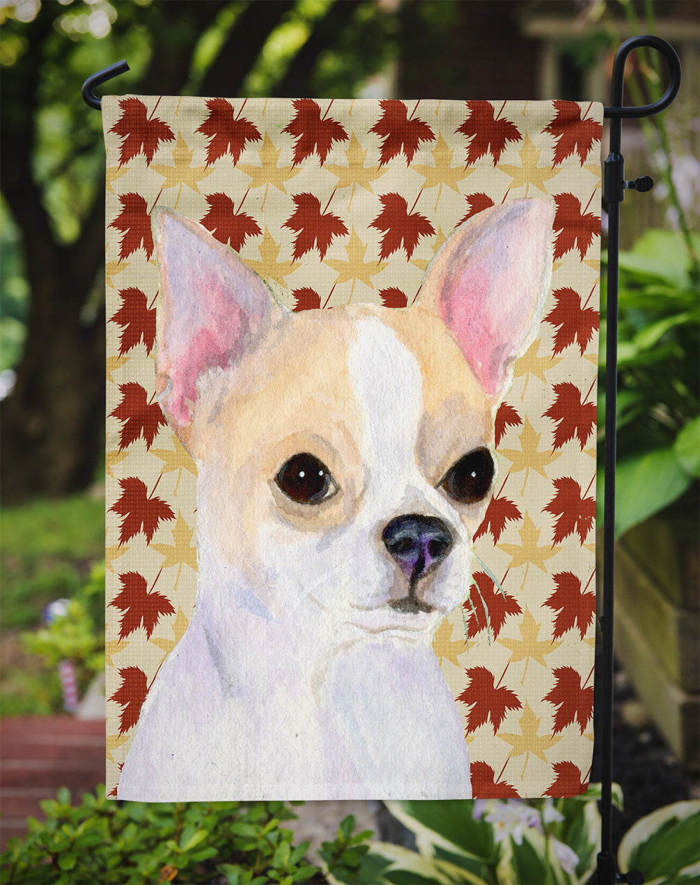 Chihuahua Fall Leaves Portrait Garden Flag Mailbox Decorative Yard Banner Outside Patio Artwork for Flower Beds, Garden Size, Multicolor