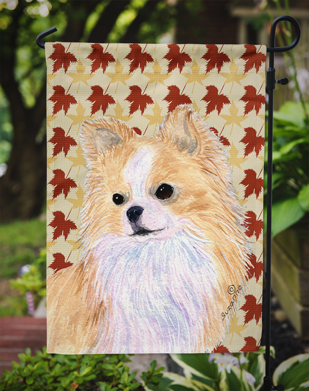 Chihuahua Fall Leaves Portrait Garden Flag Mailbox Decorative Yard Banner Outside Patio Artwork for Flower Beds, Garden Size, Multicolor
