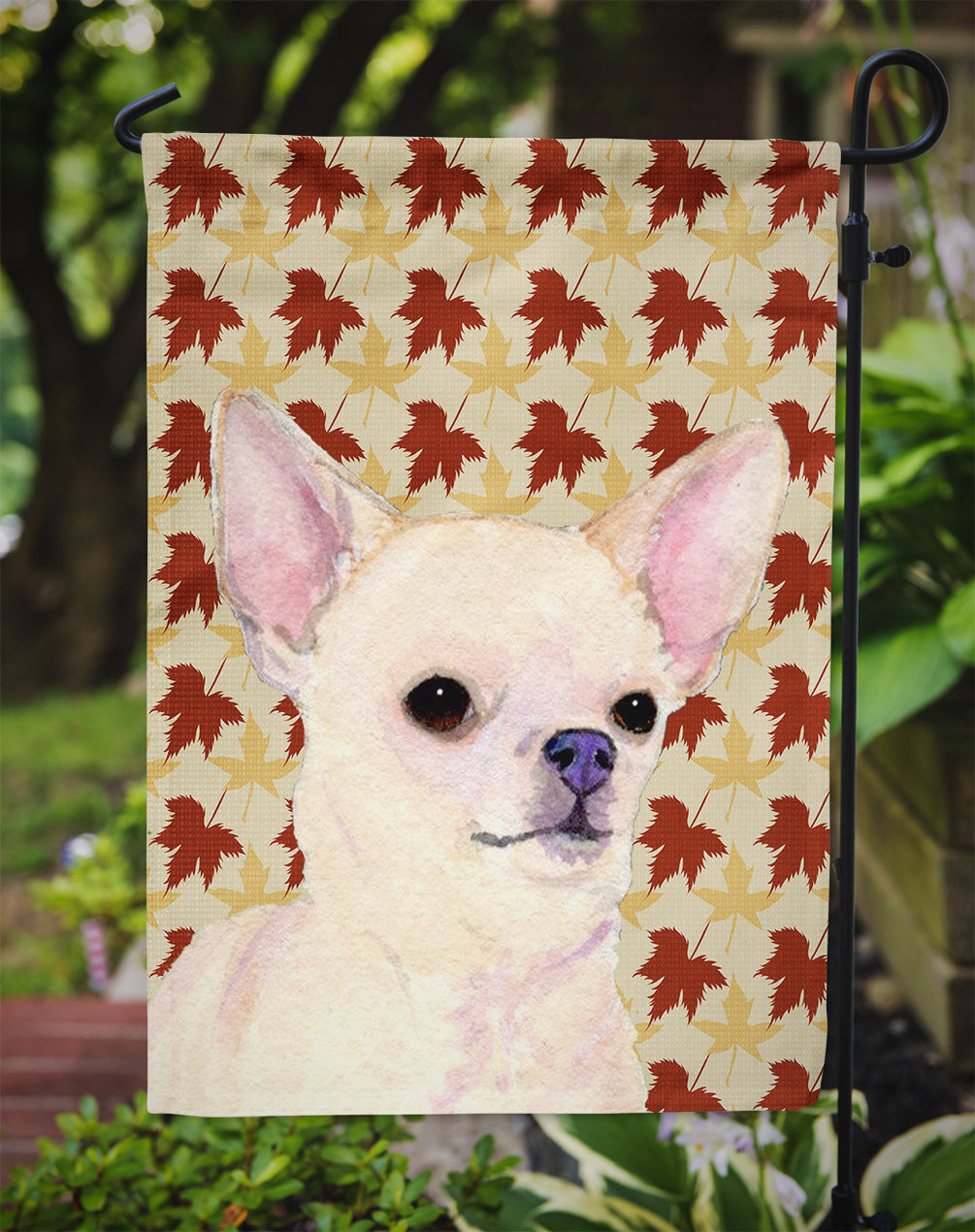 Chihuahua Fall Leaves Portrait Garden Flag Mailbox Decorative Yard Banner Outside Patio Artwork for Flower Beds, Garden Size, Multicolor