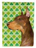 Doberman St. Patrick's Day Shamrock Portrait Garden Flag Mailbox Decorative Yard Banner Outside Patio Artwork for Flower Beds, Garden Size, Multicolor