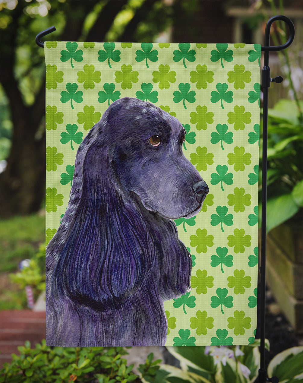 Cocker Spaniel St. Patrick's Day Shamrock Portrait Garden Flag Mailbox Decorative Yard Banner Outside Patio Artwork for Flower Beds, Garden Size, Multicolor