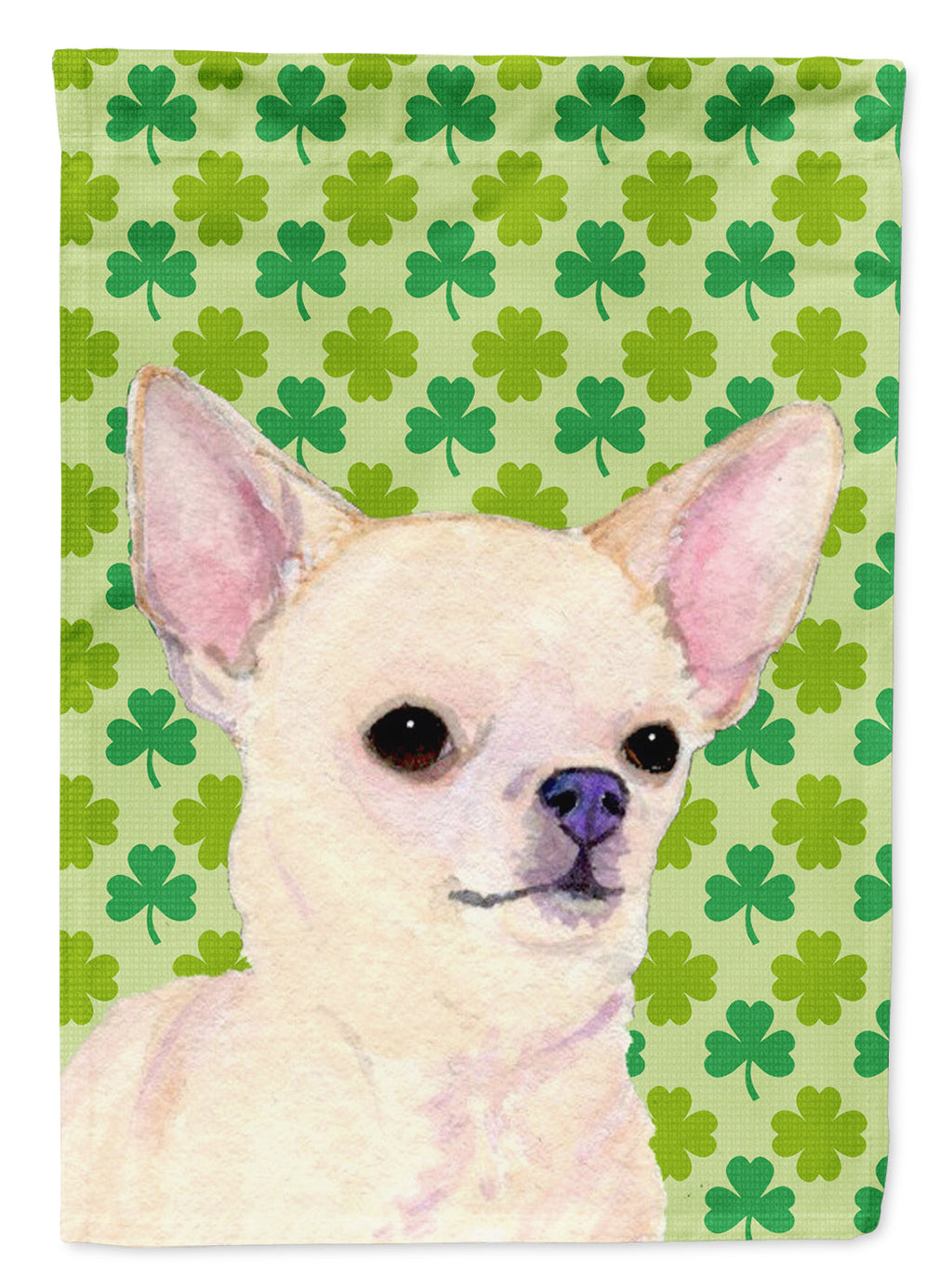 Chihuahua St. Patrick's Day Shamrock Portrait Garden Flag Mailbox Decorative Yard Banner Outside Patio Artwork for Flower Beds, Garden Size, Multicolor