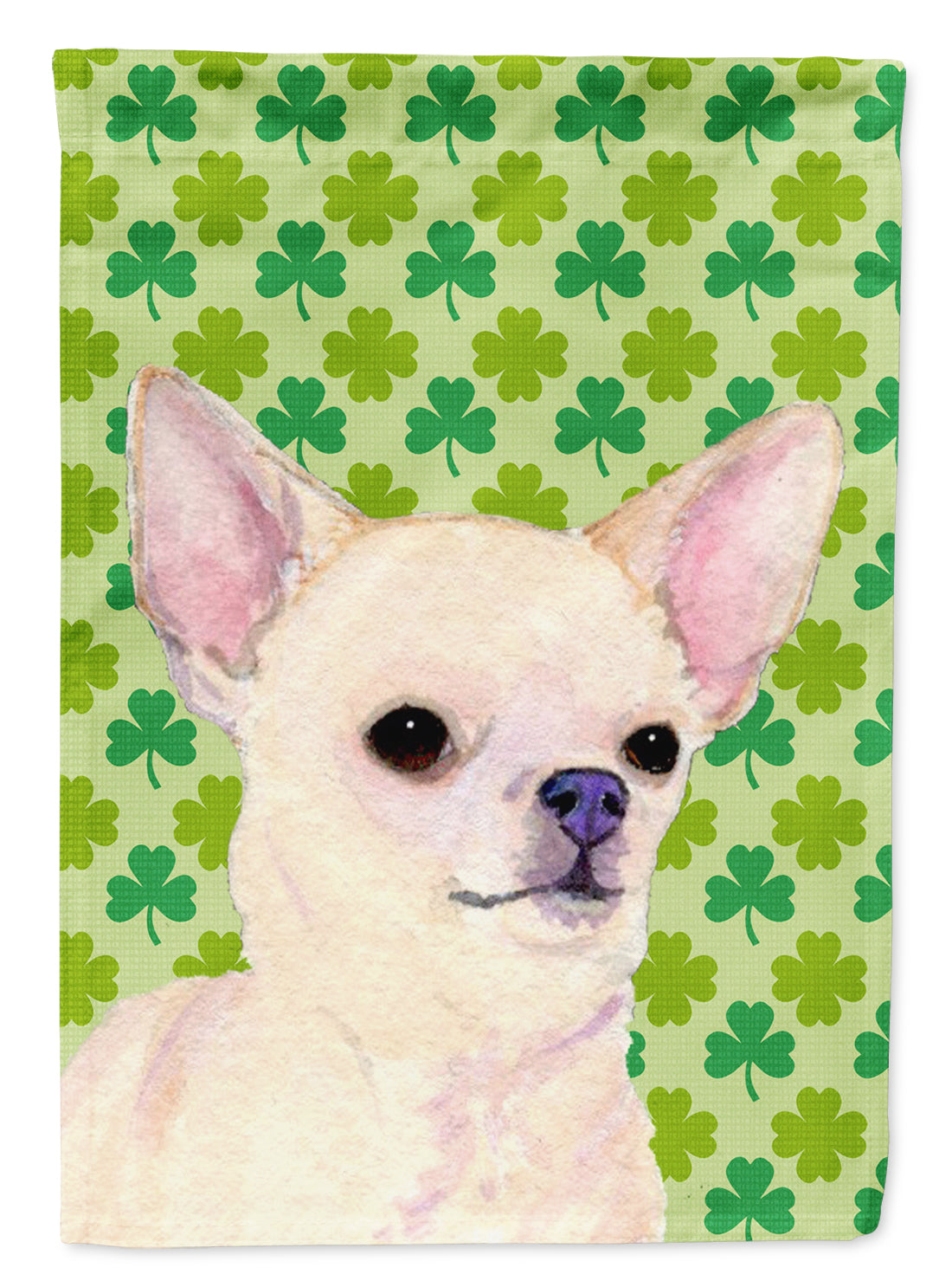 Chihuahua St. Patrick's Day Shamrock Portrait Garden Flag Mailbox Decorative Yard Banner Outside Patio Artwork for Flower Beds, Garden Size, Multicolor