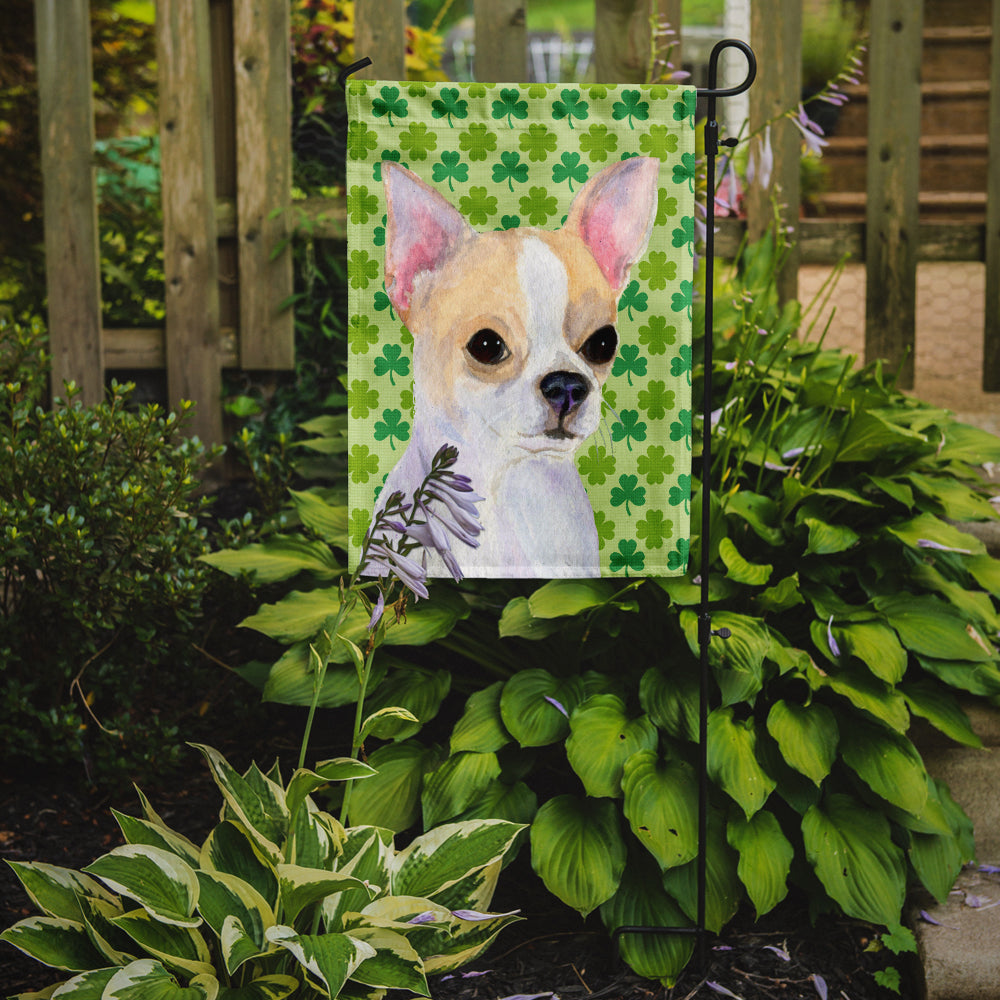 Chihuahua St. Patrick's Day Shamrock Portrait Garden Flag Mailbox Decorative Yard Banner Outside Patio Artwork for Flower Beds, Garden Size, Multicolor