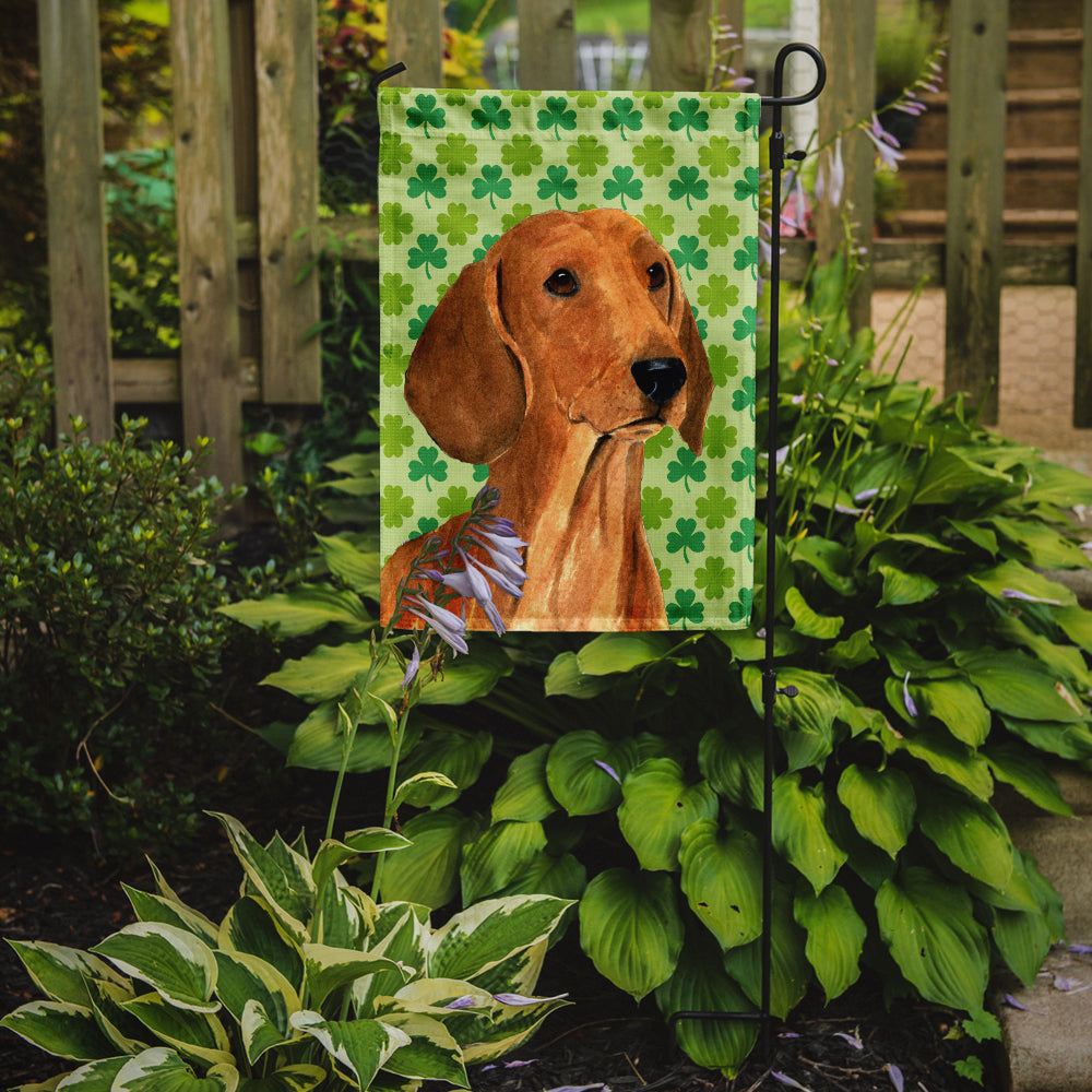 Dachshund St. Patrick's Day Shamrock Portrait Garden Flag Mailbox Decorative Yard Banner Outside Patio Artwork for Flower Beds, Garden Size, Multicolor