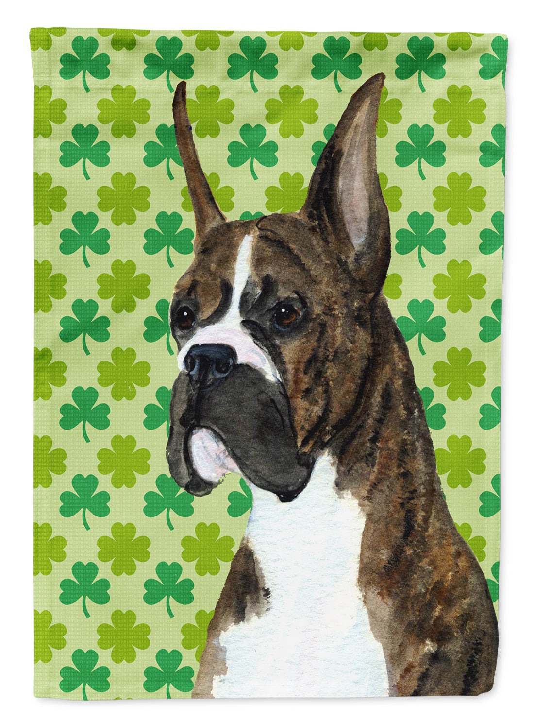 Boxer St. Patrick's Day Shamrock Portrait Garden Flag Mailbox Decorative Yard Banner Outside Patio Artwork for Flower Beds, Garden Size, Multicolor