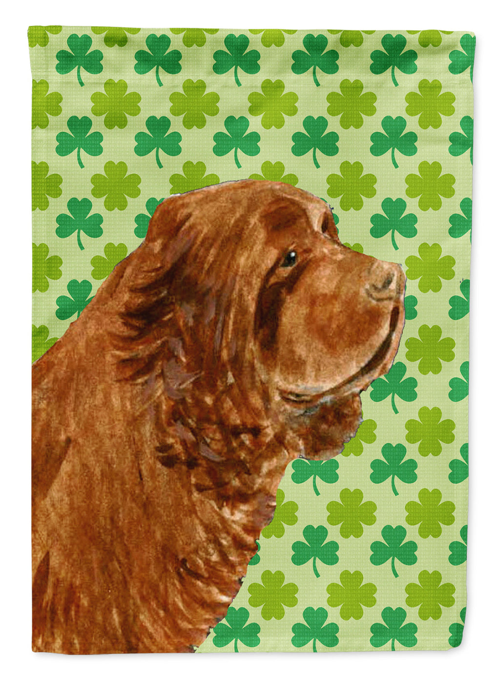 Sussex Spaniel St. Patrick's Day Shamrock Portrait Garden Flag Mailbox Decorative Yard Banner Outside Patio Artwork for Flower Beds, Garden Size, Multicolor
