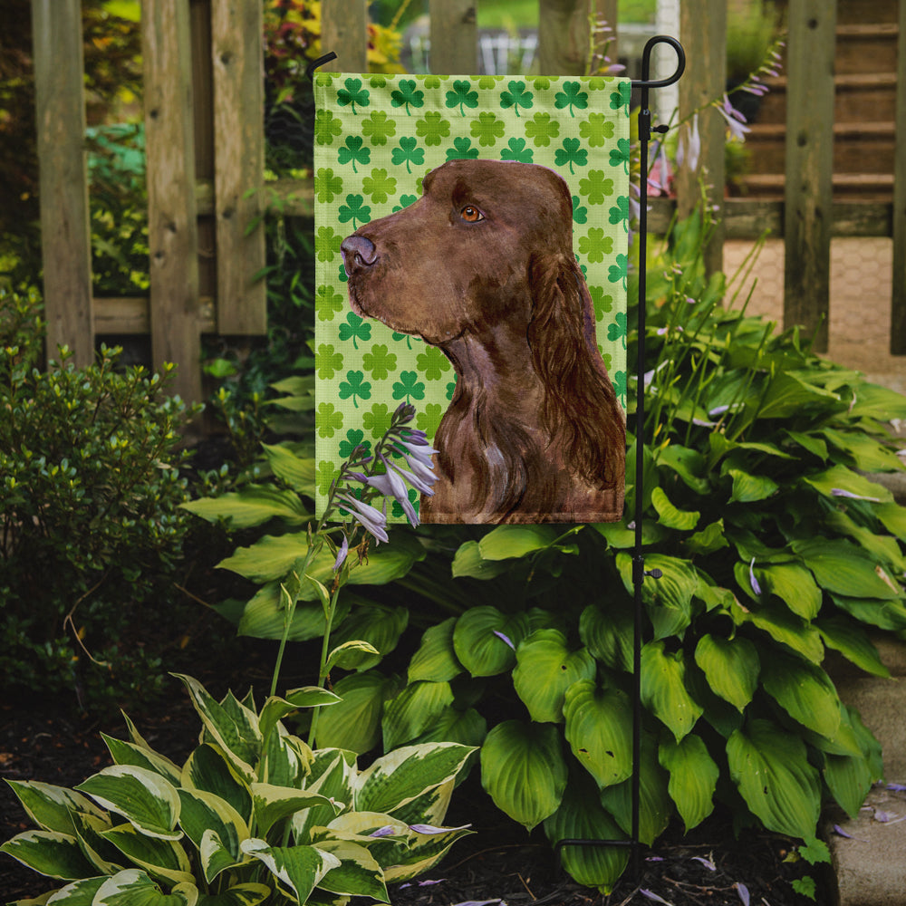 Field Spaniel St. Patrick's Day Shamrock Portrait Garden Flag Mailbox Decorative Yard Banner Outside Patio Artwork for Flower Beds, Garden Size, Multicolor