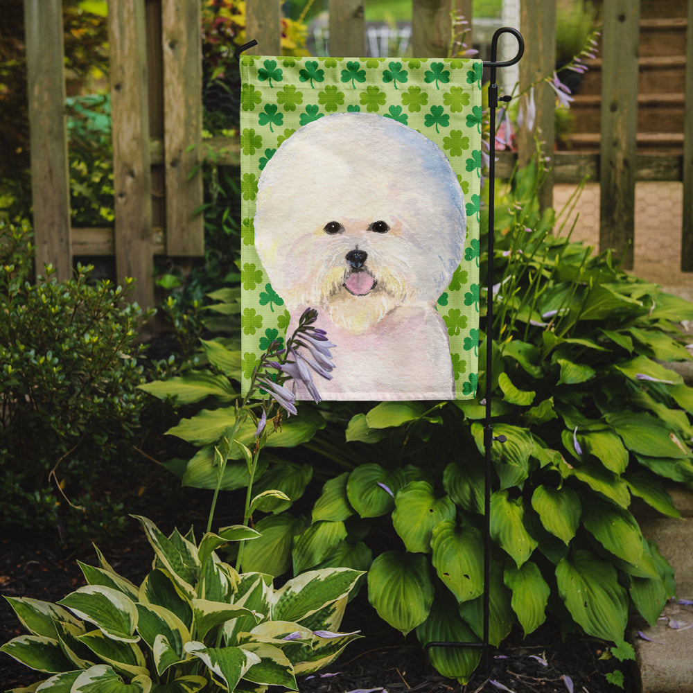 Bichon Frise St. Patrick's Day Shamrock Portrait Garden Flag Mailbox Decorative Yard Banner Outside Patio Artwork for Flower Beds, Garden Size, Multicolor