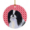 Japanese Chin Hearts Love and Valentine's Day Portrait Ceramic Ornament Christmas Tree Hanging Decorations for Home Christmas Holiday, Party, Gift, 3 in, Multicolor