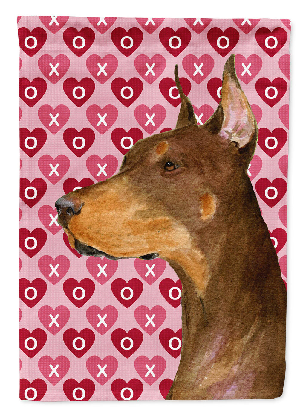 Doberman Hearts Love and Valentine's Day Portrait Garden Flag Mailbox Decorative Yard Banner Outside Patio Artwork for Flower Beds, Garden Size, Multicolor