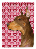 Doberman Hearts Love and Valentine's Day Portrait Garden Flag Mailbox Decorative Yard Banner Outside Patio Artwork for Flower Beds, Garden Size, Multicolor