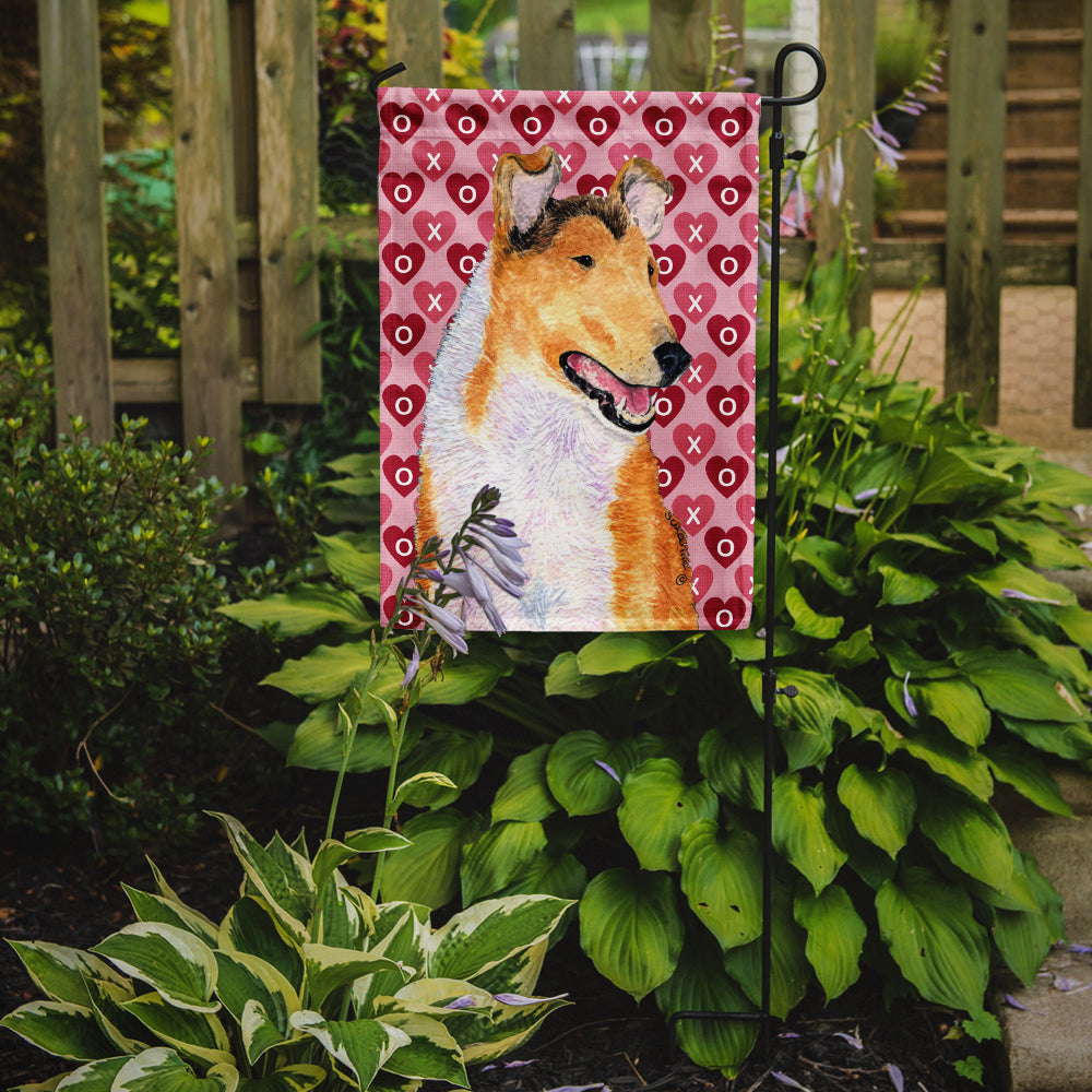 Collie Smooth Hearts Love and Valentine's Day Portrait Garden Flag Mailbox Decorative Yard Banner Outside Patio Artwork for Flower Beds, Garden Size, Multicolor