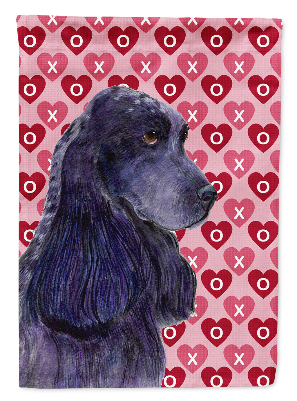 Black Cocker Spaniel Hearts Love Valentine's Day Garden Flag Mailbox Decorative Yard Banner Outside Patio Artwork for Flower Beds, Garden Size, Multicolor