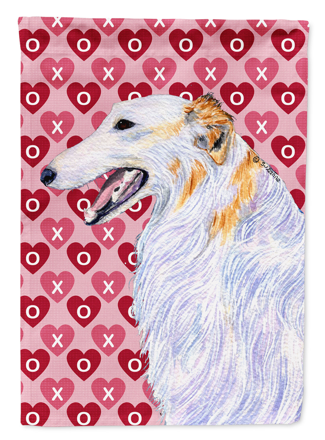 Borzoi Hearts Love and Valentine's Day Portrait Garden Flag Mailbox Decorative Yard Banner Outside Patio Artwork for Flower Beds, Garden Size, Multicolor