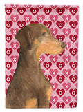 Doberman Hearts Love and Valentine's Day Portrait Garden Flag Mailbox Decorative Yard Banner Outside Patio Artwork for Flower Beds, Garden Size, Multicolor