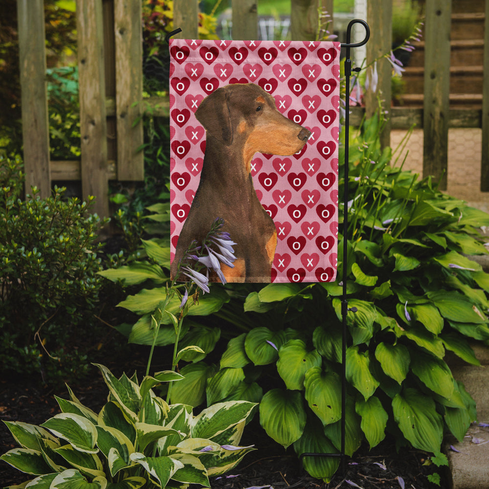 Doberman Hearts Love and Valentine's Day Portrait Garden Flag Mailbox Decorative Yard Banner Outside Patio Artwork for Flower Beds, Garden Size, Multicolor