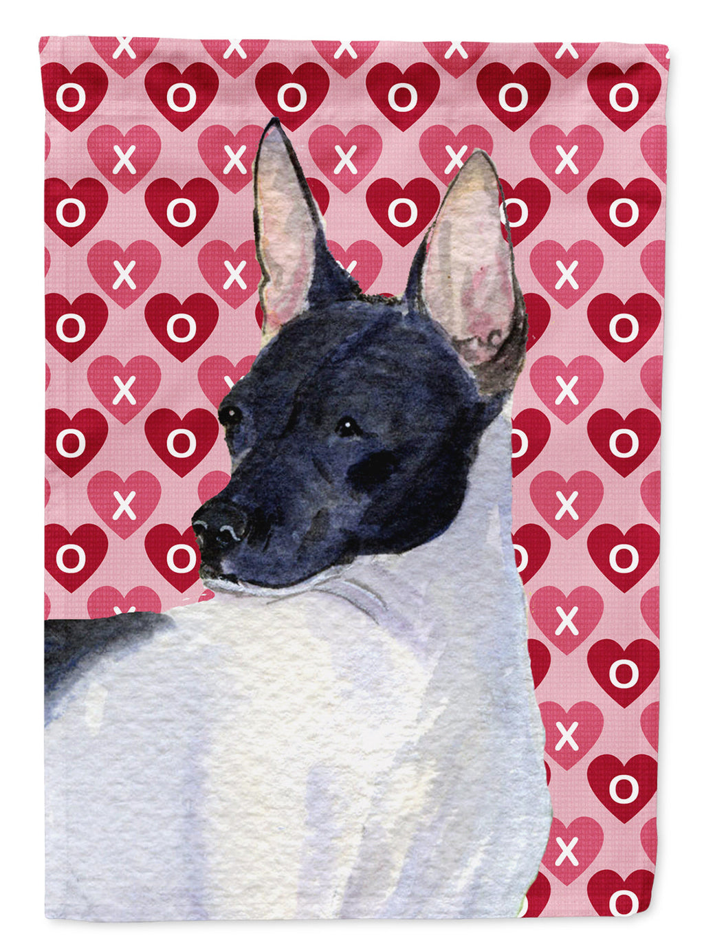 Rat Terrier Hearts Love and Valentine's Day Portrait Garden Flag Mailbox Decorative Yard Banner Outside Patio Artwork for Flower Beds, Garden Size, Multicolor