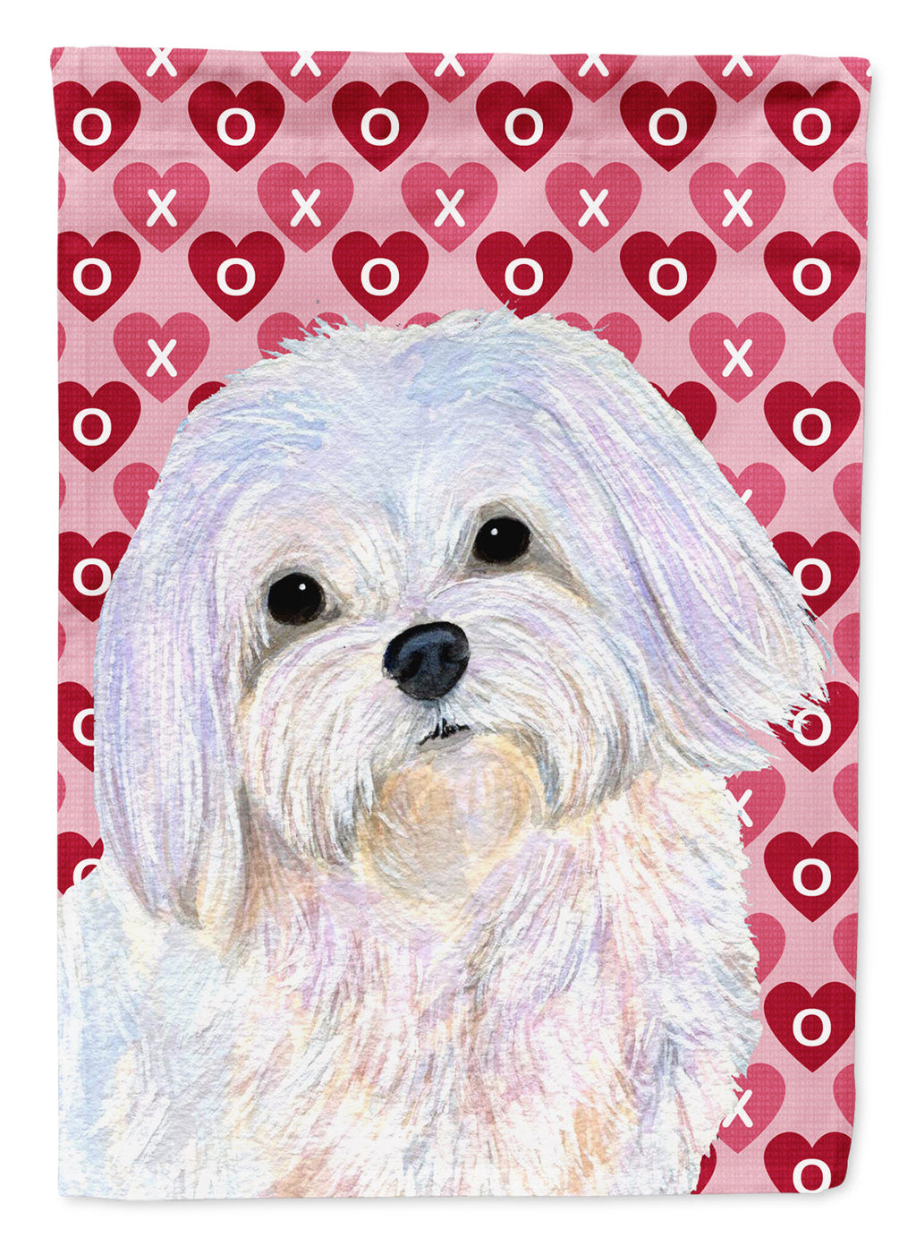 Maltese Hearts Love and Valentine's Day Portrait Garden Flag Mailbox Decorative Yard Banner Outside Patio Artwork for Flower Beds, Garden Size, Multicolor